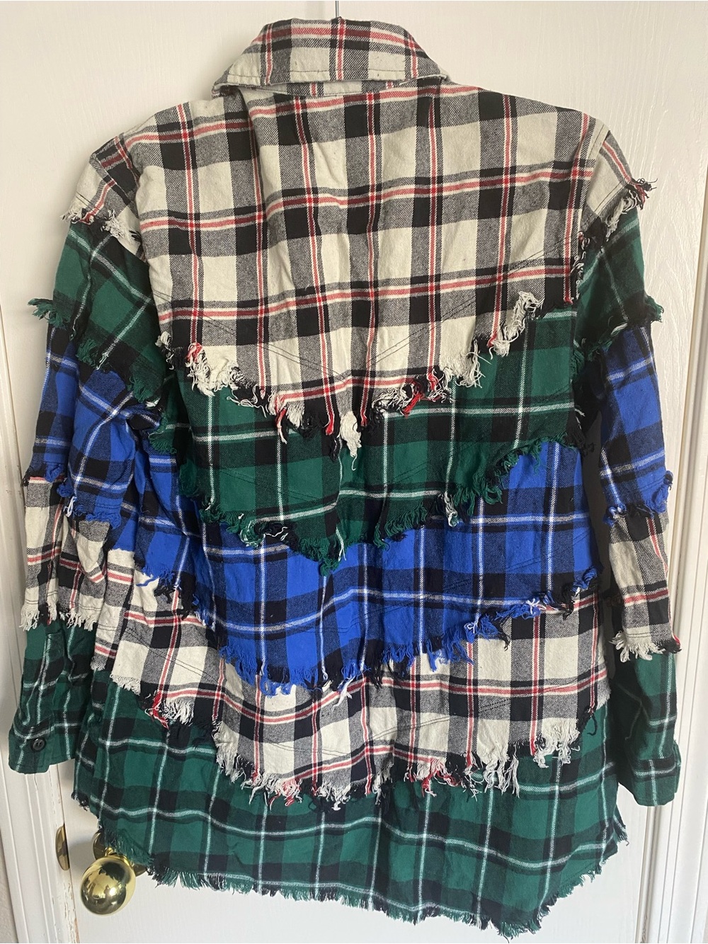 [BLANKNYC] Patchwork Frayed Raw Edge Plaid Flannel Shirt Jacket Size XS - Picture 5 of 5